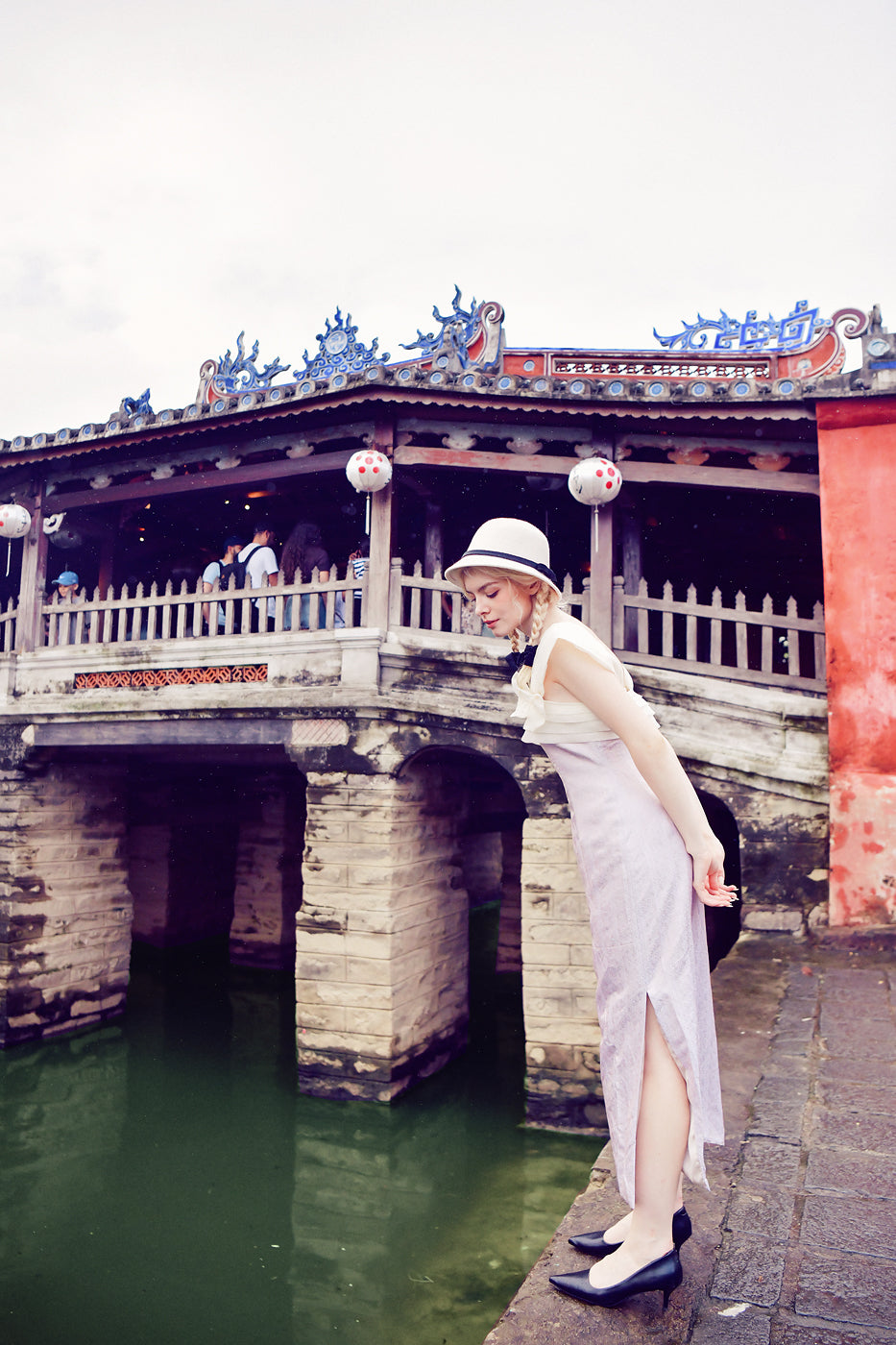 Roseline Heritage Mulberry Silk Midi Dress with Structured Silk Organza Details