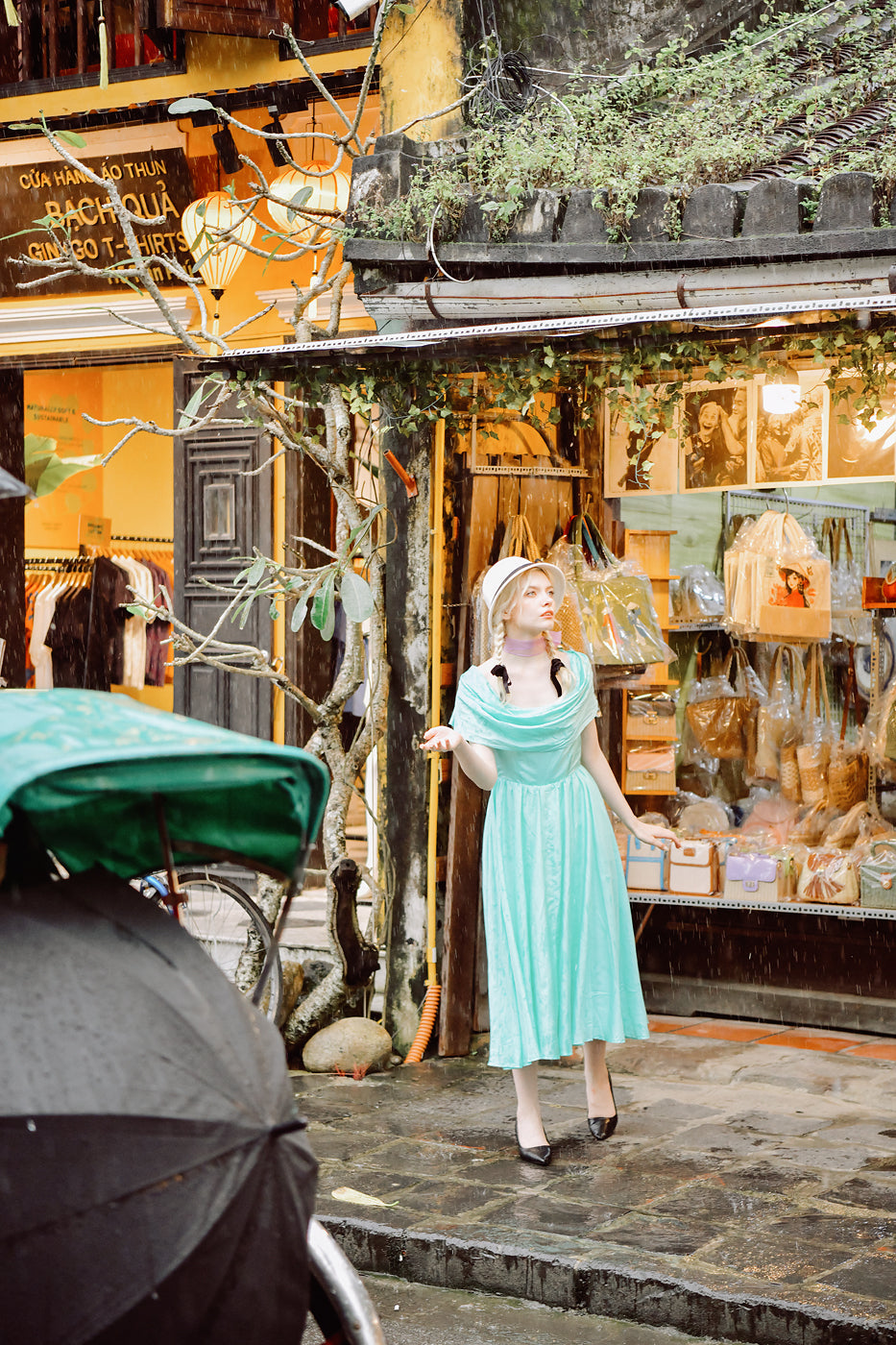 Linh-Marie Midi Off-the-Shoulder Silk Dress