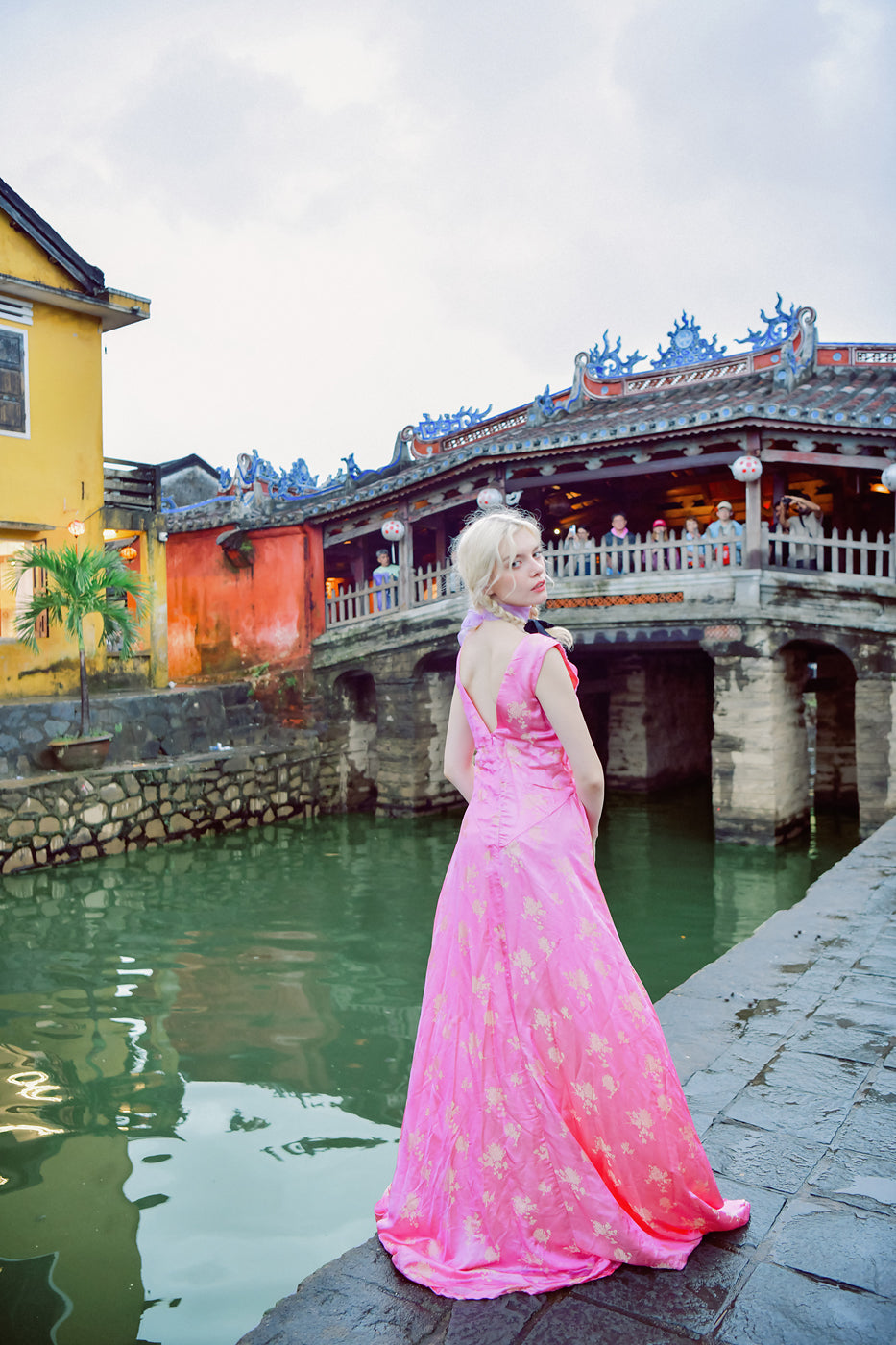 Bloom Heritage Silk Floor-Length Maxi Dress with Cowl Neck