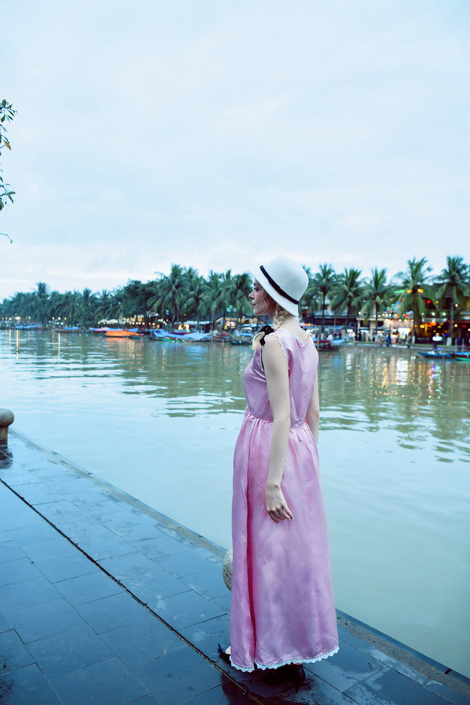 Céres Heritage Mulberry Silk Maxi Dress with Lace Details