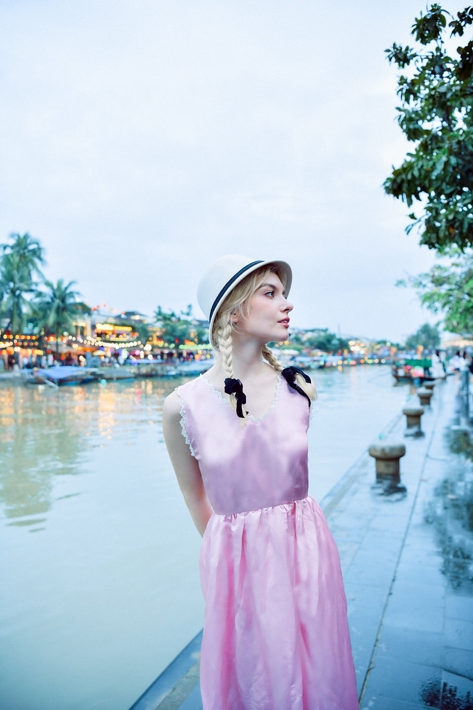 Céres Heritage Mulberry Silk Maxi Dress with Lace Details