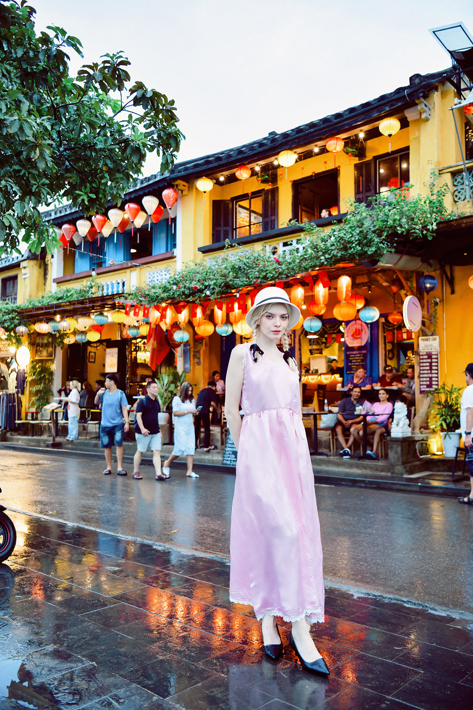 Céres Heritage Mulberry Silk Maxi Dress with Lace Details