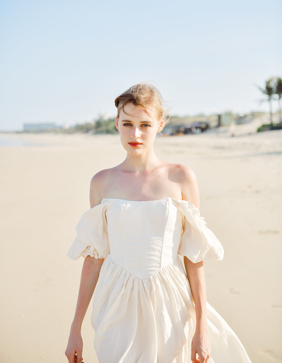 Liliana Linen Corset - Royal Inspired Corset, Regal Aesthetic Garment