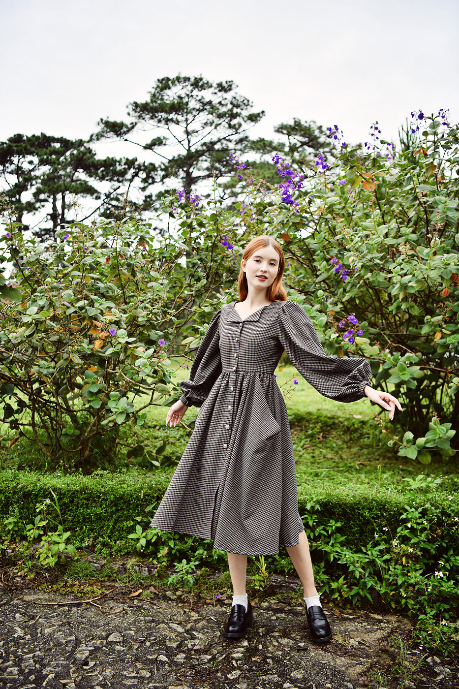 Rudy Long Sleeves Gingham Dress