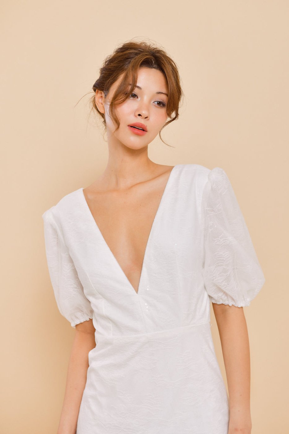 MARGOT Puff Sleeve Silk Wedding Dress