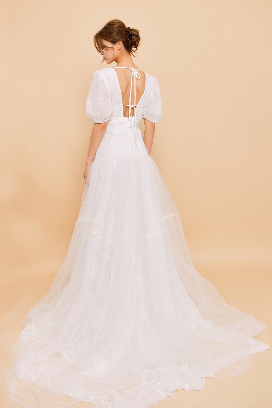 MARGOT Puff Sleeve Silk Wedding Dress