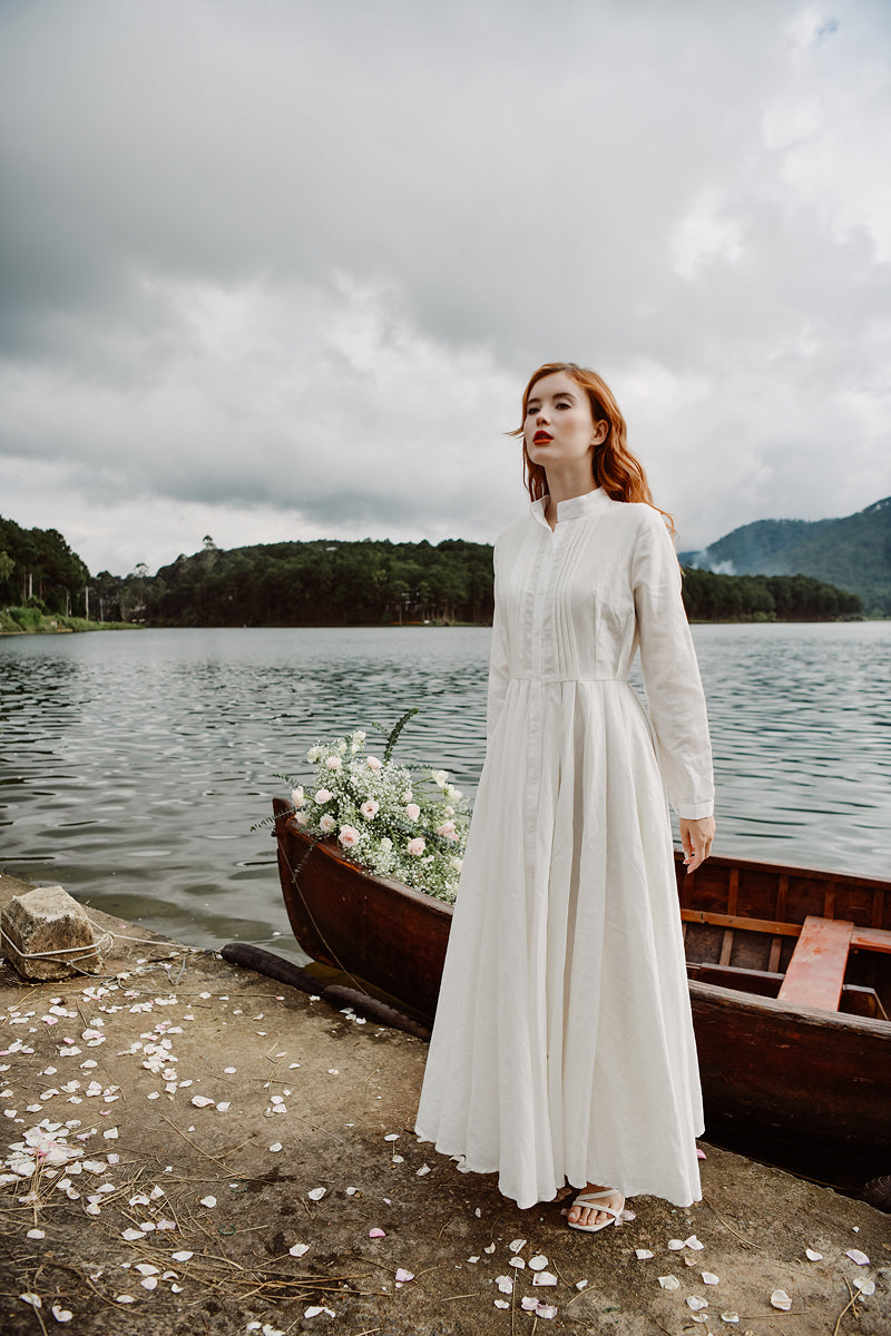 Simone High Neckline Wedding Dress – Dark Academia Gothic Inspired Dress