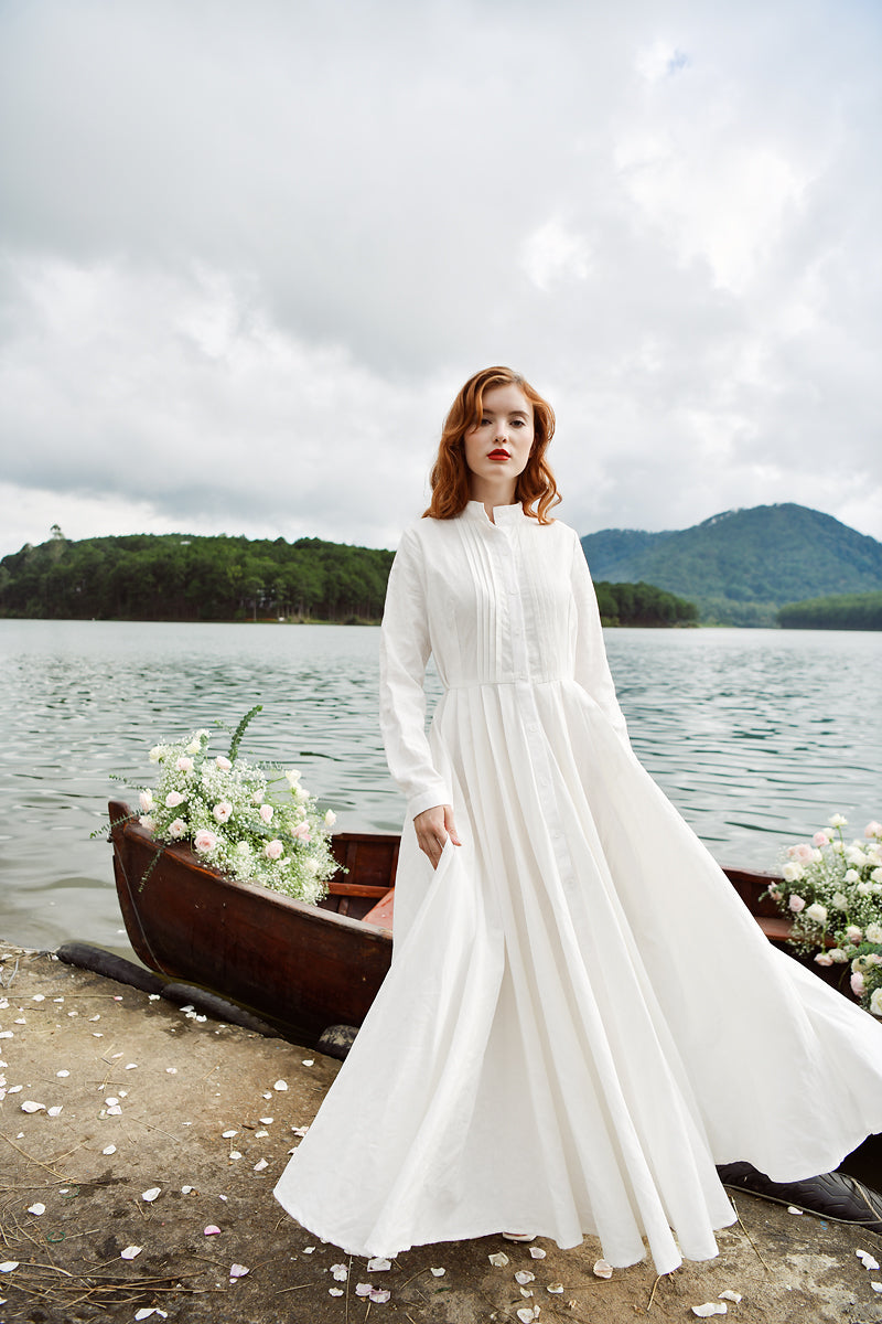 Simone High Neckline Wedding Dress – Dark Academia Gothic Inspired Dress