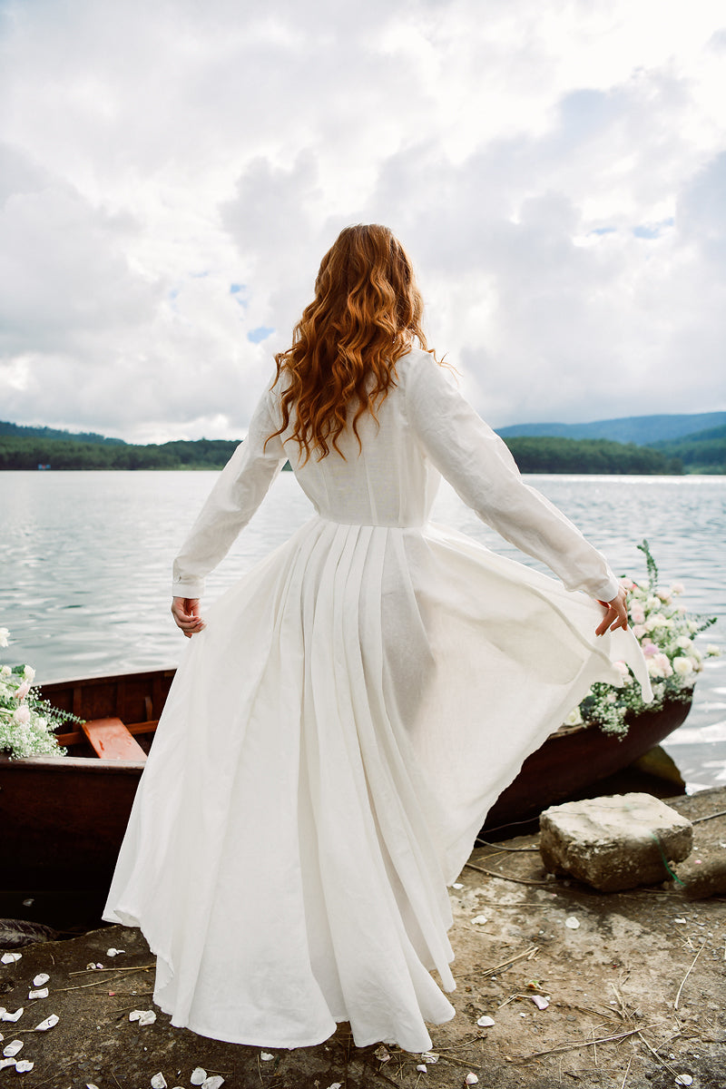 Simone High Neckline Wedding Dress – Dark Academia Gothic Inspired Dress