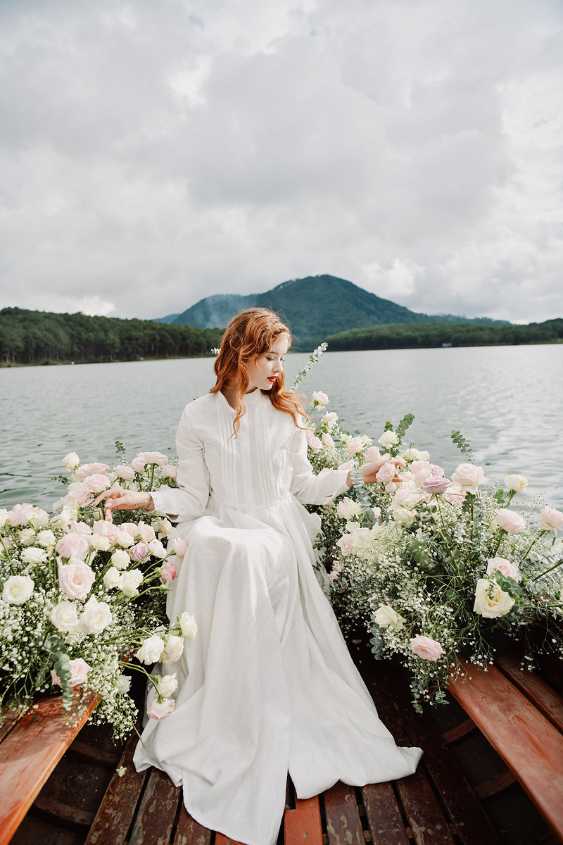 Simone High Neckline Wedding Dress – Dark Academia Gothic Inspired Dress