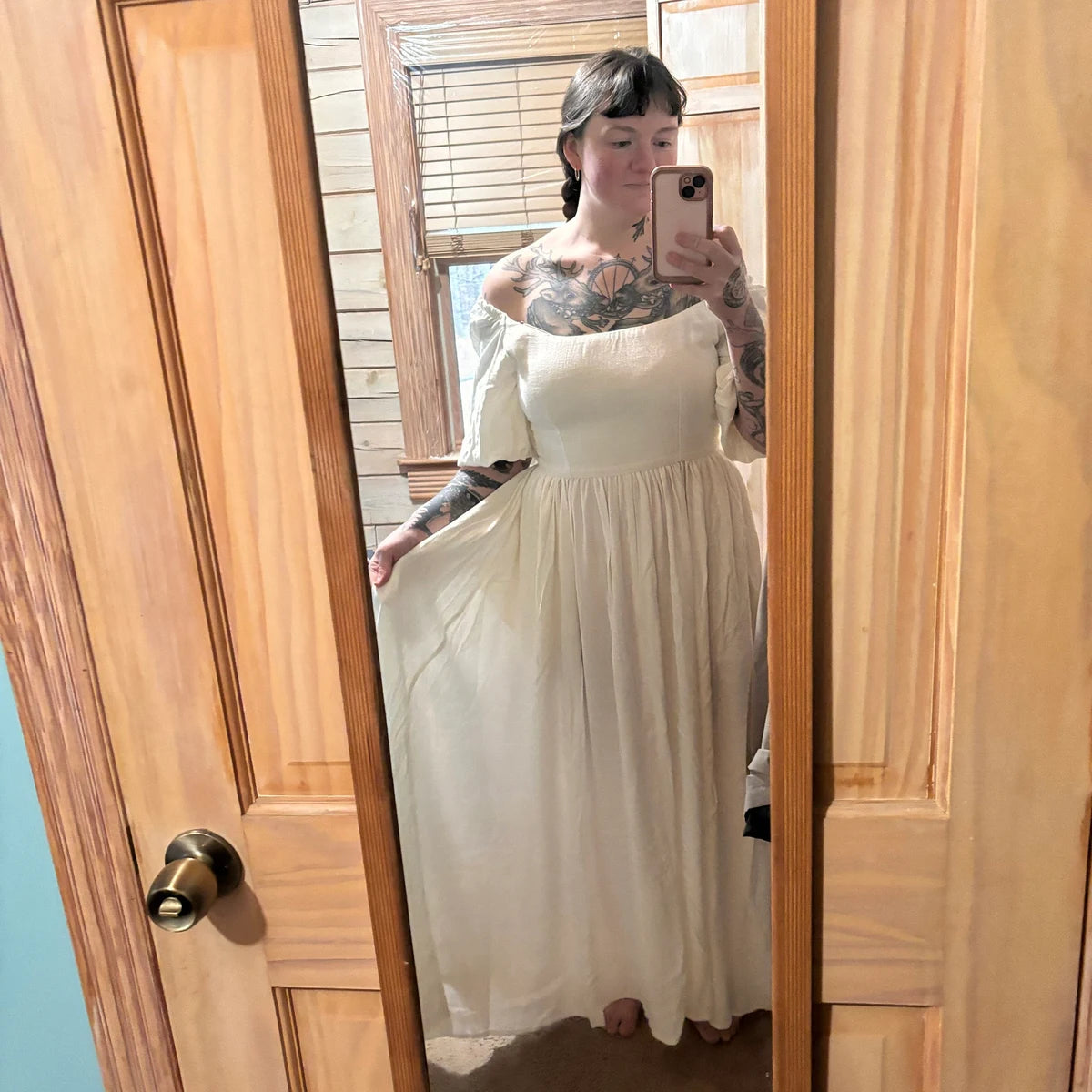 Organic Cotton Linen Low Back Maxi Dress