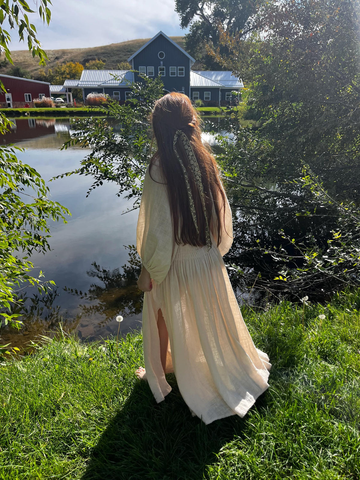 Ophelia Linen Gauze Midi Dress - Medieval Inspired Linen Dress