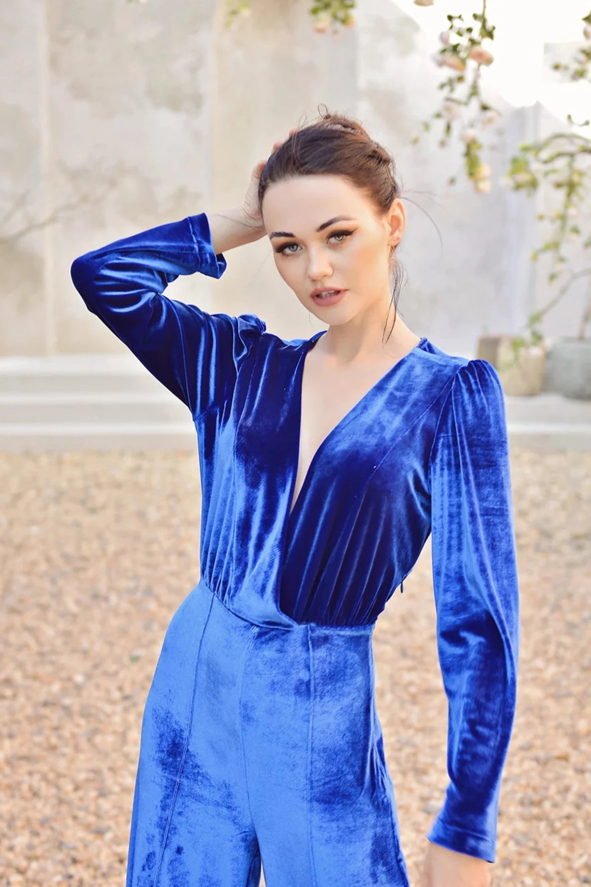 APRIL Velvet Long Sleeve Jumpsuit