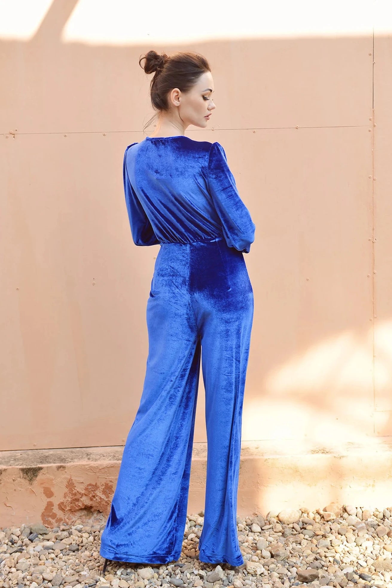 APRIL Velvet Long Sleeve Jumpsuit