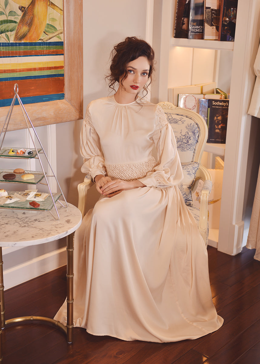 Silk Dressing Gown - Silk Dress Women - Hand Pleat Dress - Smocking Dress