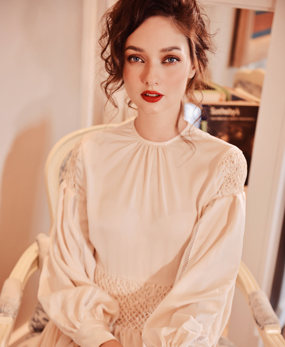 Silk Dressing Gown - Silk Dress Women - Hand Pleat Dress - Smocking Dress