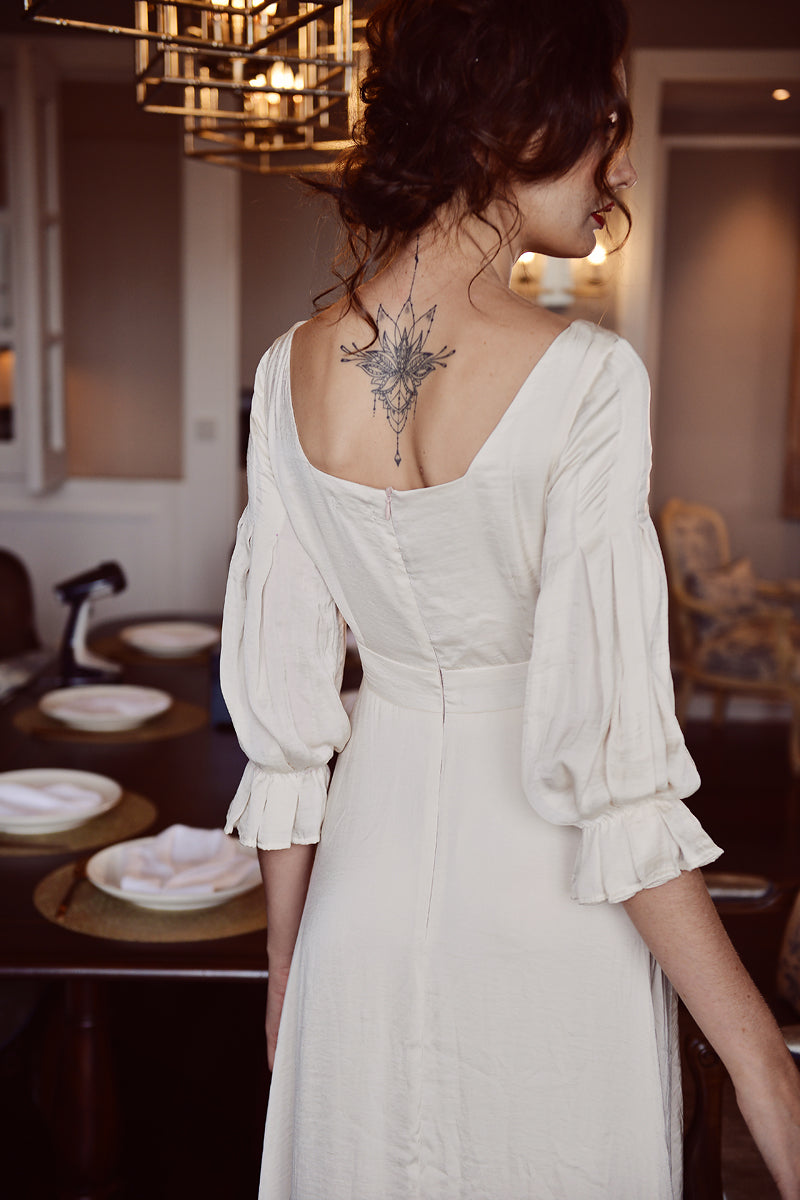 Silk Dress Beige - Silk Nightgown Women - Silk Dress Long