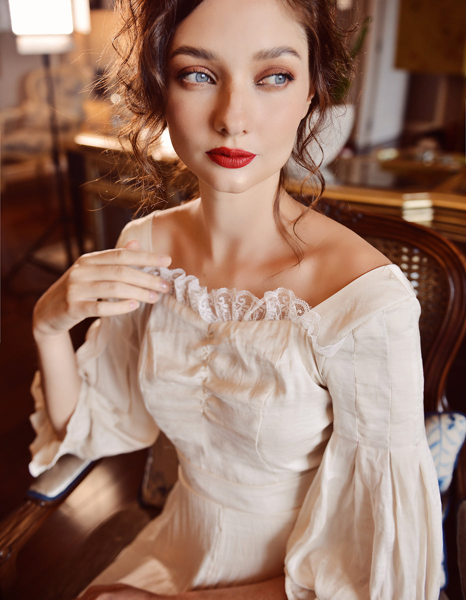 Silk Dress Beige - Silk Nightgown Women - Silk Dress Long
