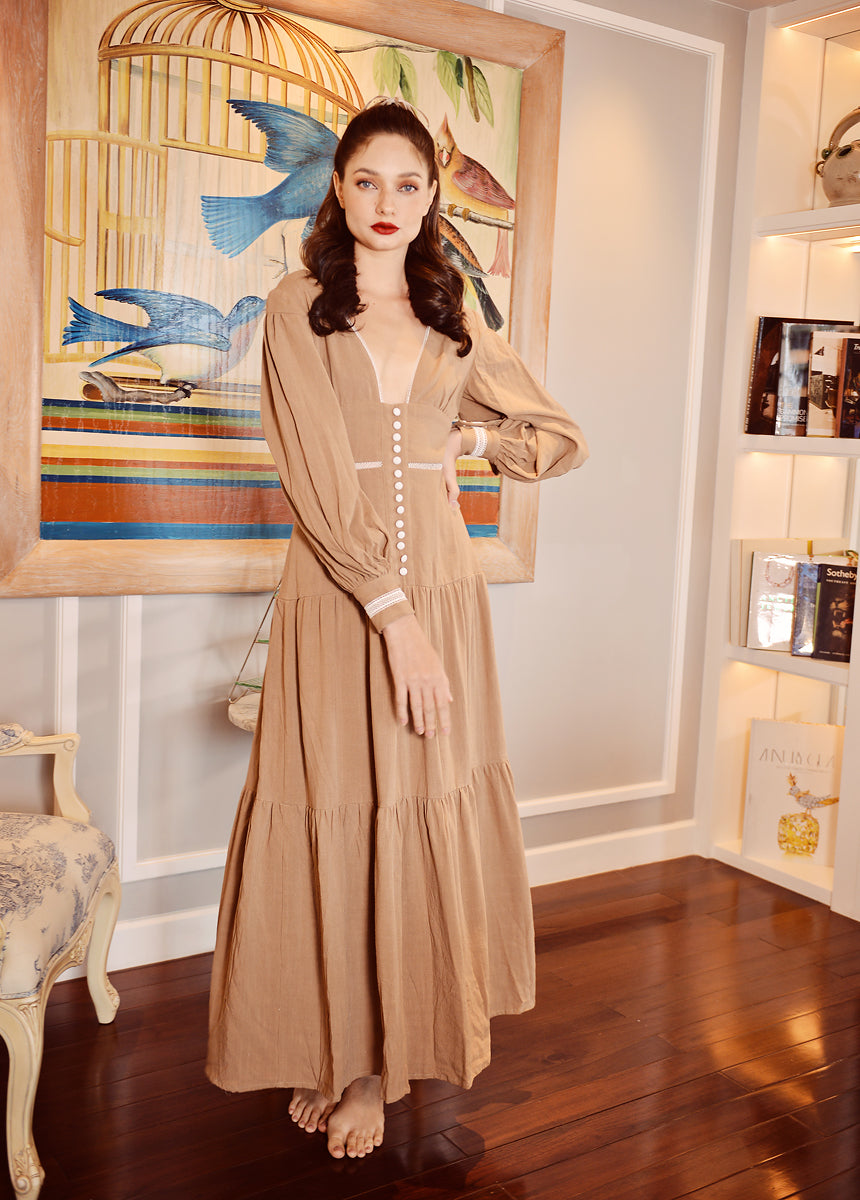 Linen Dress with Sleeves - Linen Dress Maxi - Long Sleeve Dress