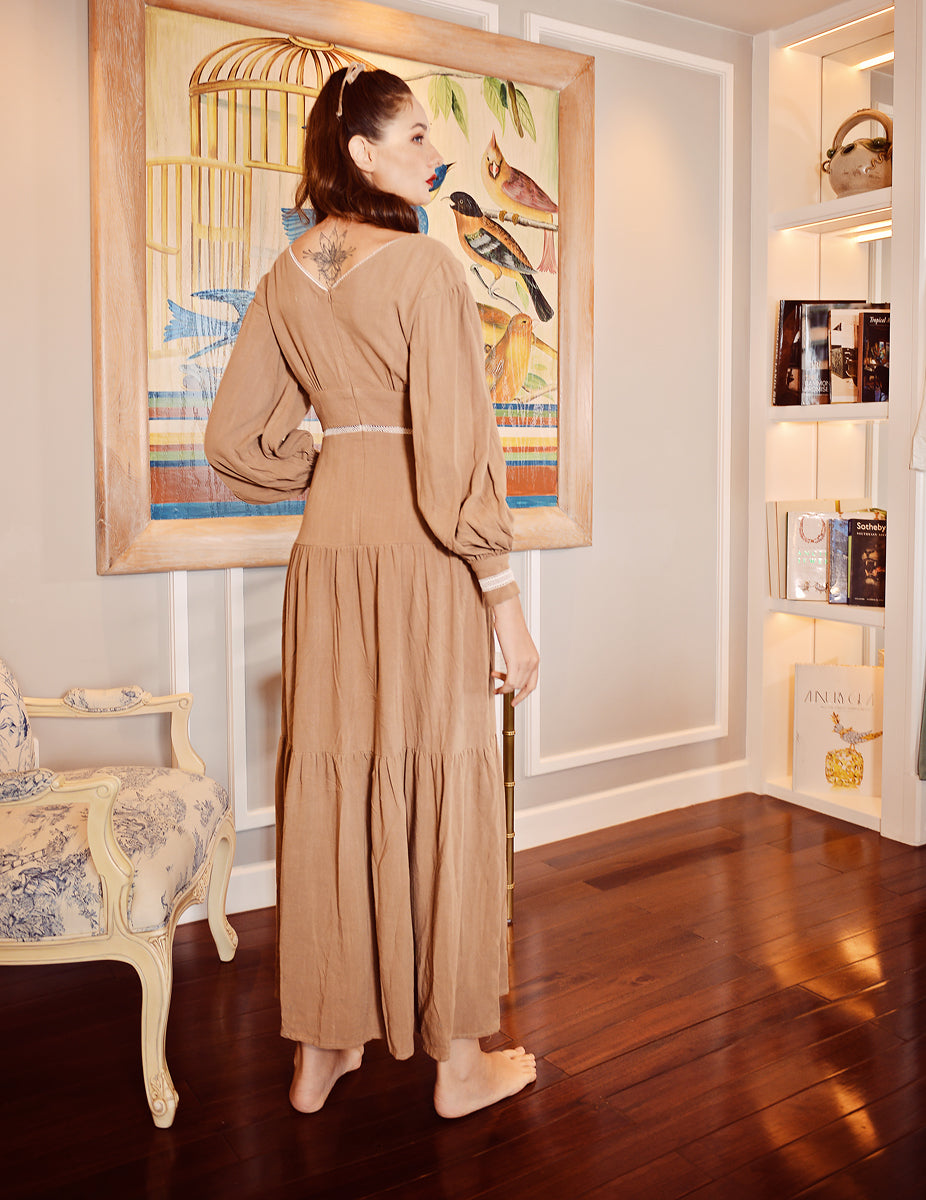 Linen Dress with Sleeves - Linen Dress Maxi - Long Sleeve Dress