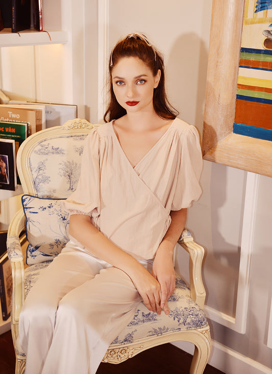 Wrap Top Women - Linen Shirt Sleeve - Women Linen Blouse - Linen Shirt Summer