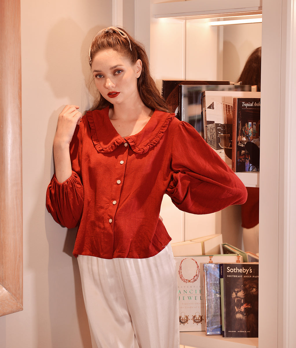 Linen Shirt Red - Cotton Linen Top - Linen Shirt Women