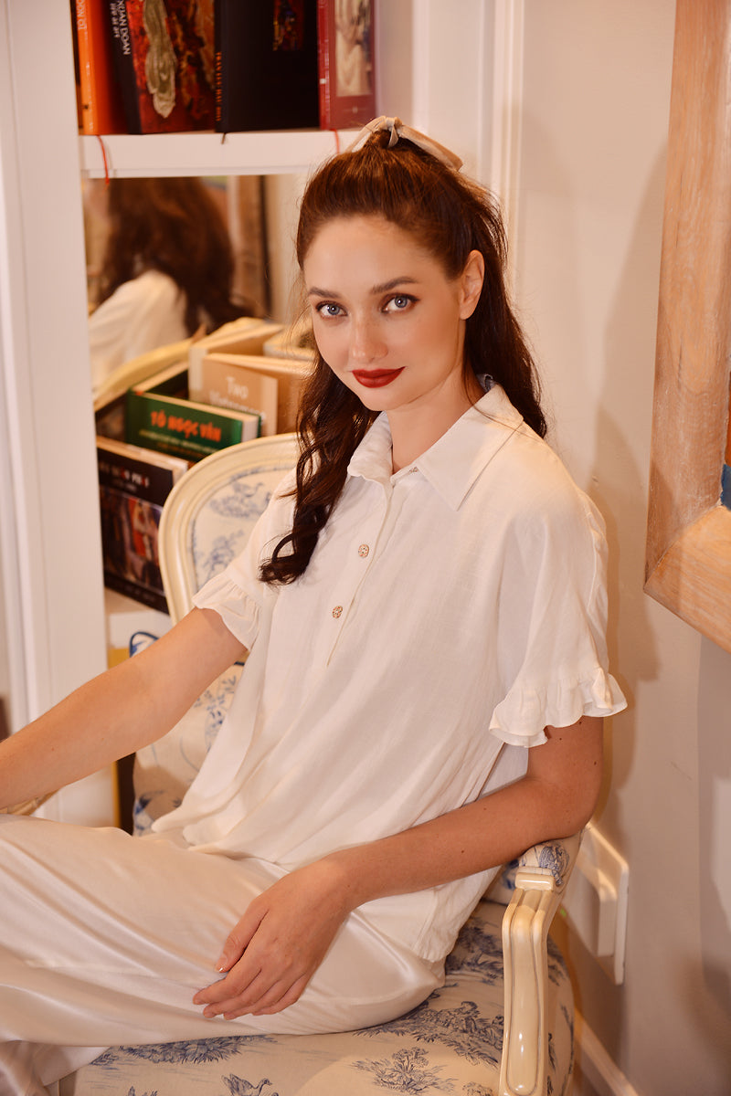 Linen Blouse White - Summer Linen Shirt - Linen Shirt Sleeve