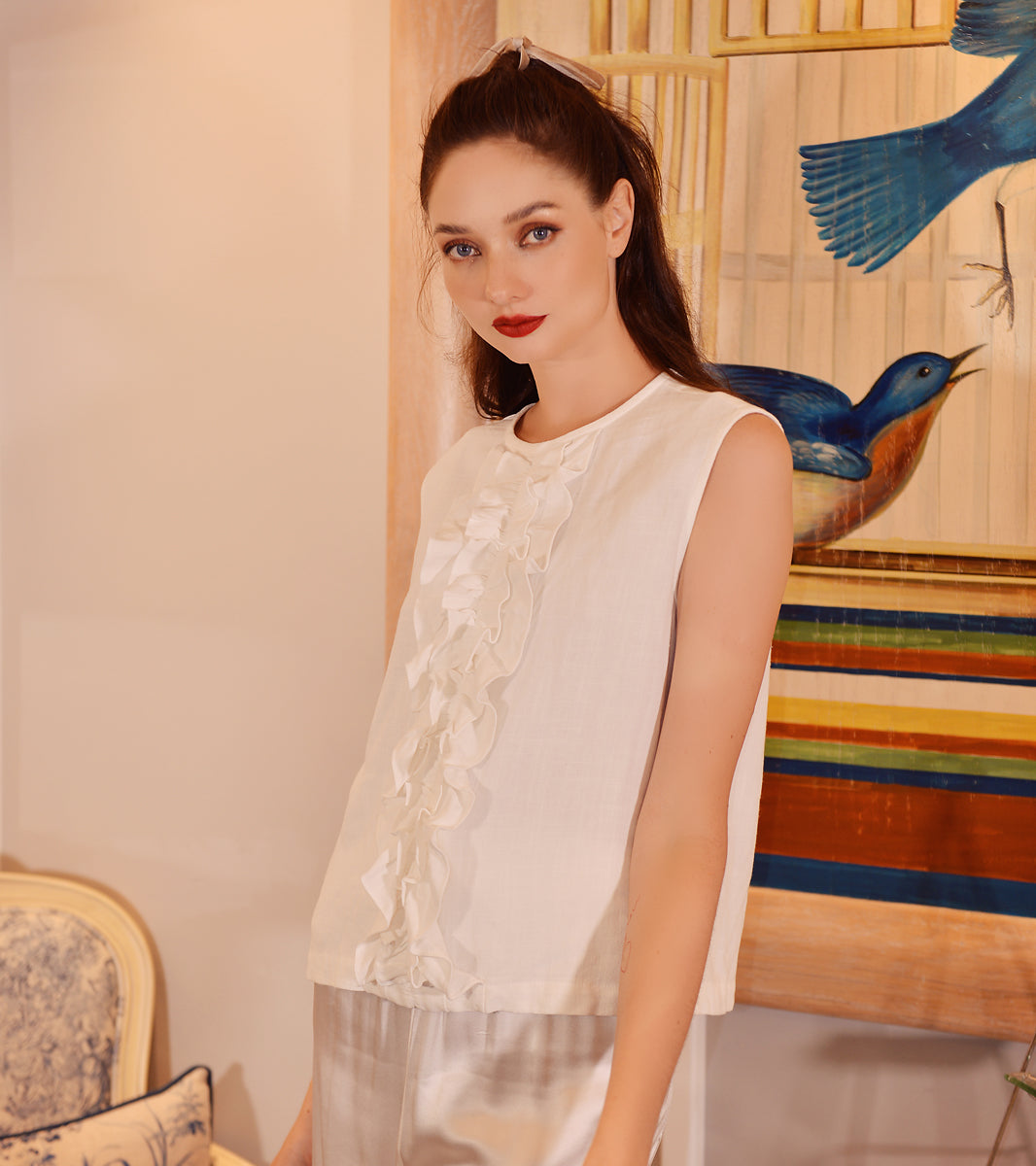 Linen Shirt Sleeveless - White Linen Top - Summer Linen Shirt for Women