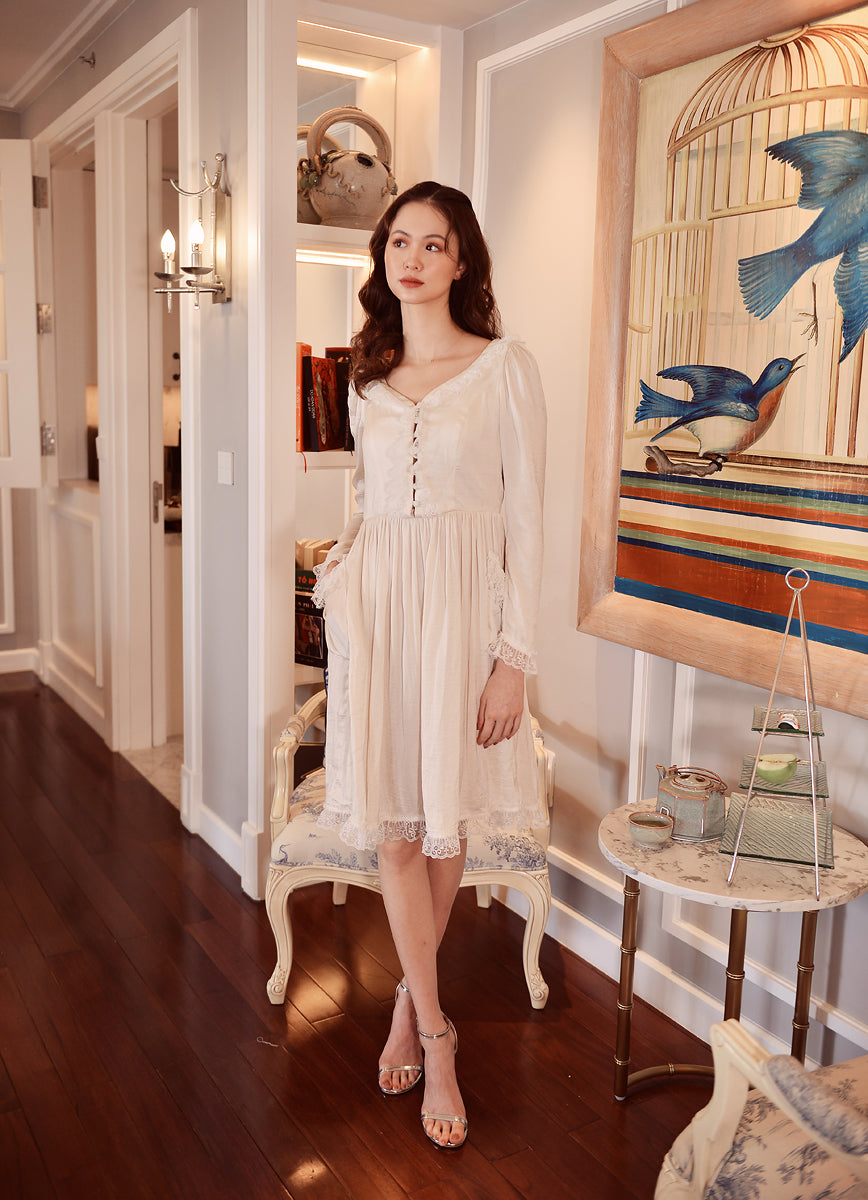 Silk Dress with Lace - Silk Gowm Women - Silk Dress Midi - Summer Dress