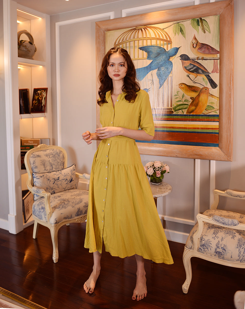 Summer Linen Dress - Comfy Midi Dress - Linen Dress Sleeves