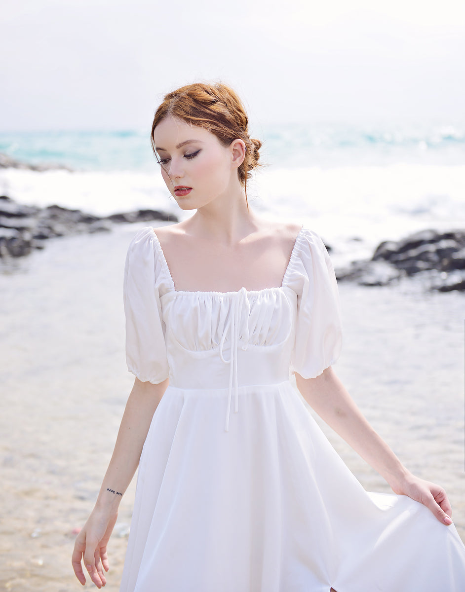 Midi Silk Dress - White Silk Dress - Pure Silk Nightgown - 100% Mulberry Silk - Silk Dress - Mulberry Silk Dress