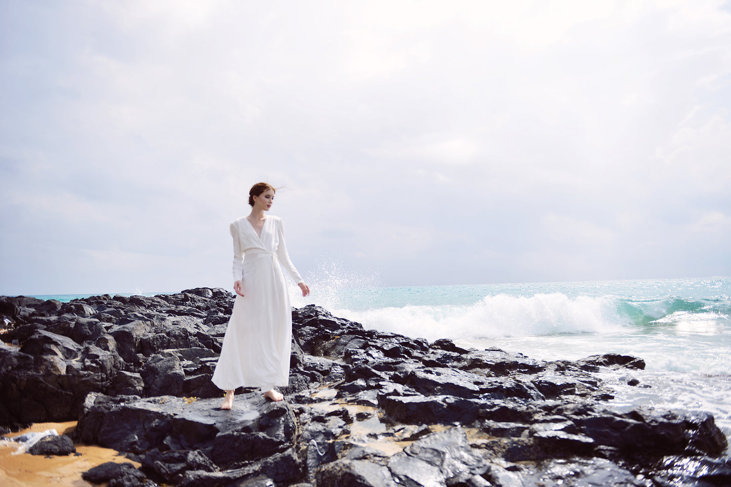 Linen Dress Wrap - White Linen Dress - Long Sleeve - Women Cotton Linen Dress - Organic Cotton Long Dress