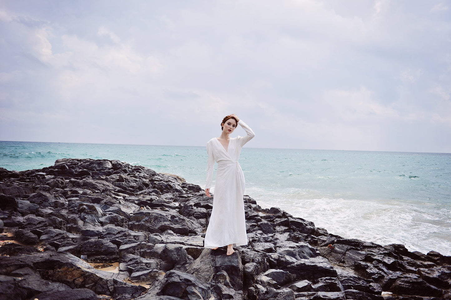 Linen Dress Wrap - White Linen Dress - Long Sleeve - Women Cotton Linen Dress - Organic Cotton Long Dress
