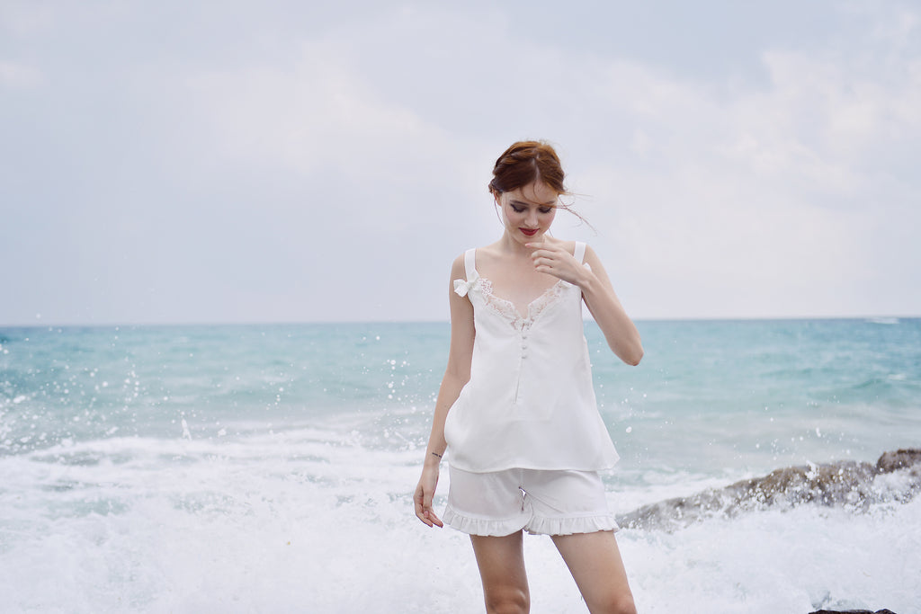 Silk Top Women - White Silk Top - Summer Silk Top - Sleep Shirt Women - Silk Top - Mulberry Silk Clothing