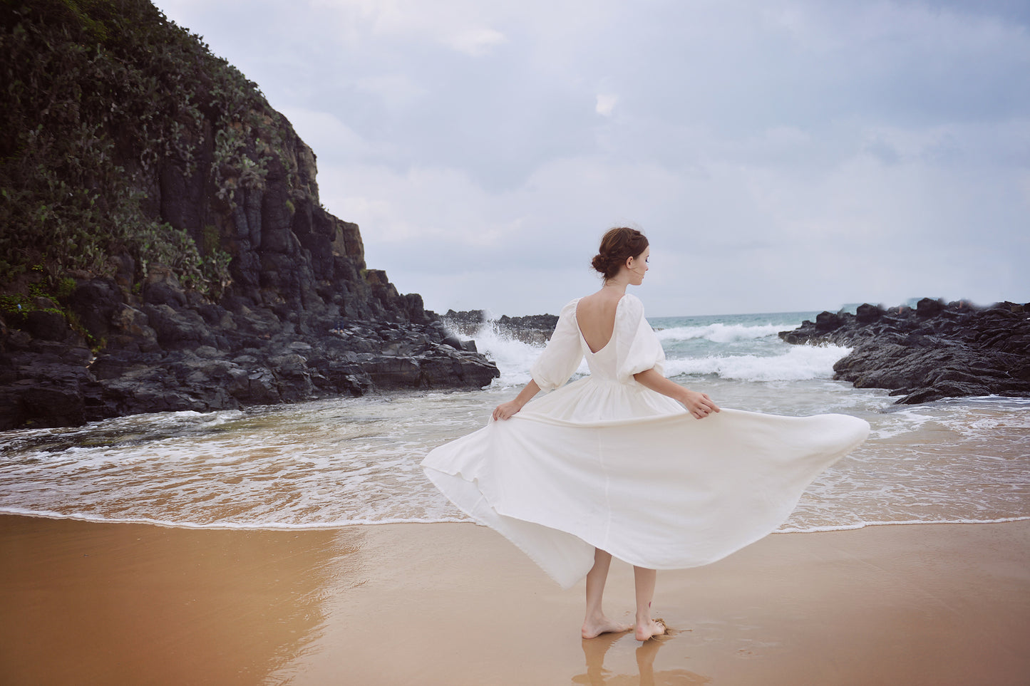 White Linen Dress Women - Vintage Style Linen dress - Linen Midi dress - Handmade dress - Linen Summer Dress - Long Dress for Women