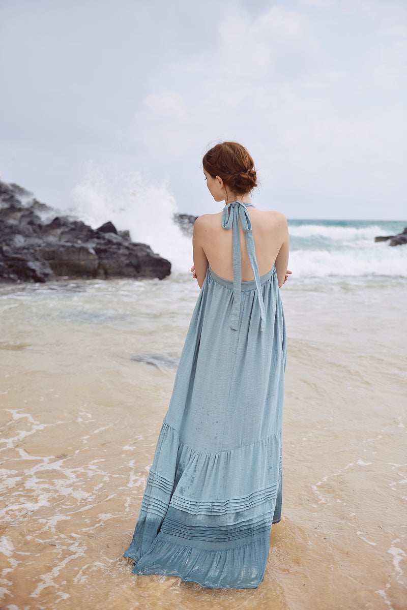 Linen Gauze Dress Maxi - Summer Linen Dress - Linen Gauze Dress Women