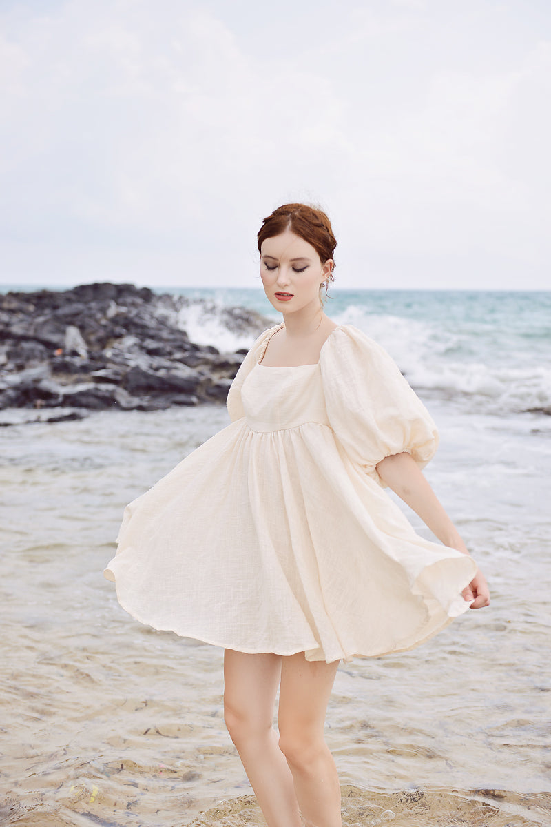 Summer Linen Dress - Short Linen Dress - Linen Gauze Dress