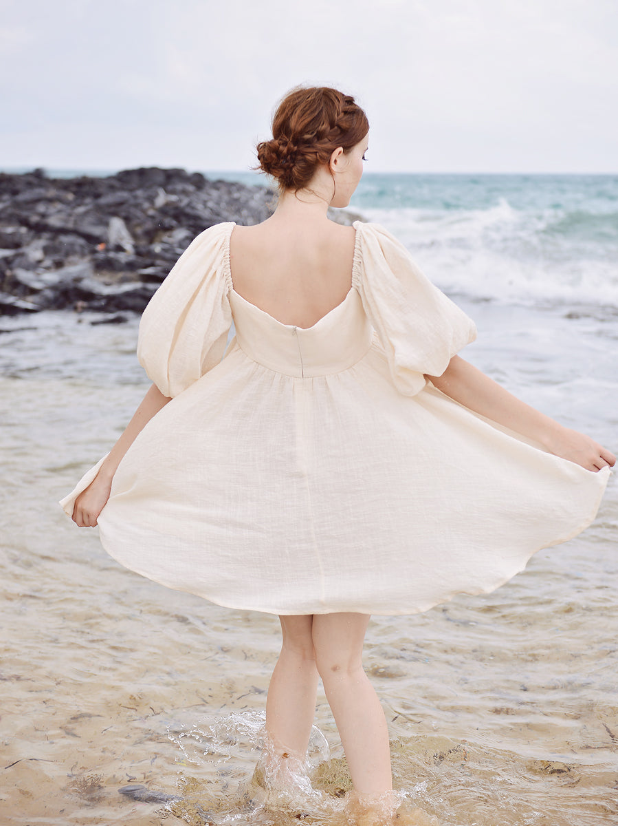 Summer Linen Dress - Short Linen Dress - Linen Gauze Dress