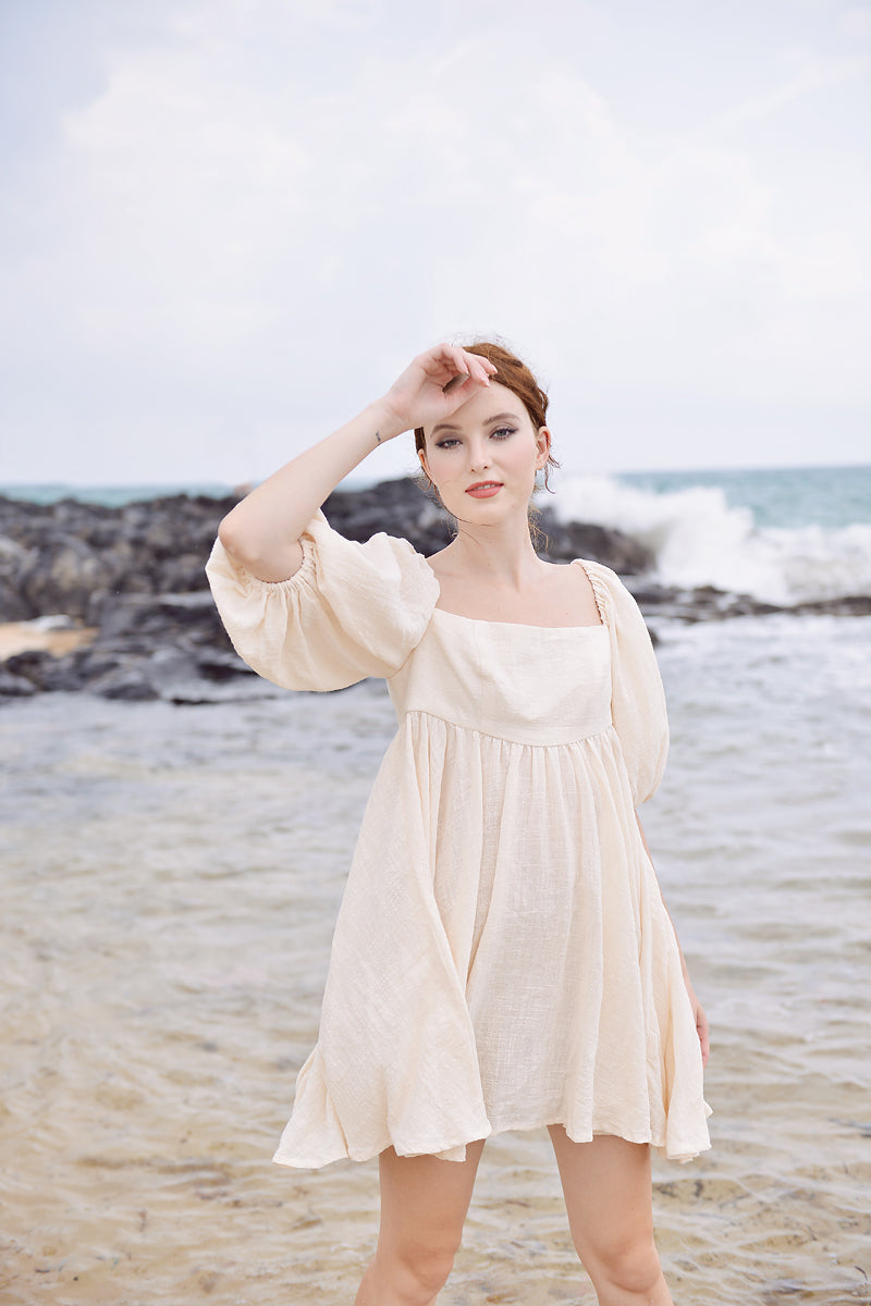 Summer Linen Dress - Short Linen Dress - Linen Gauze Dress