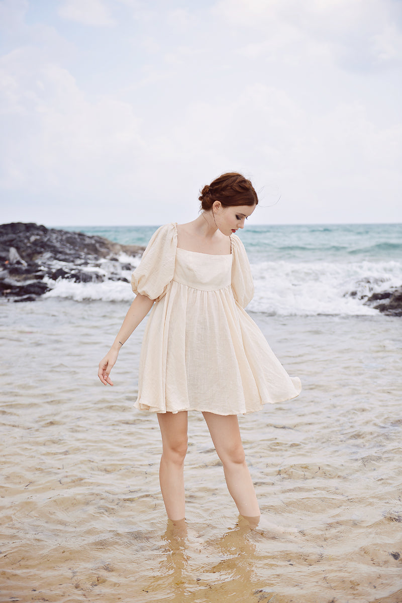 Summer Linen Dress - Short Linen Dress - Linen Gauze Dress