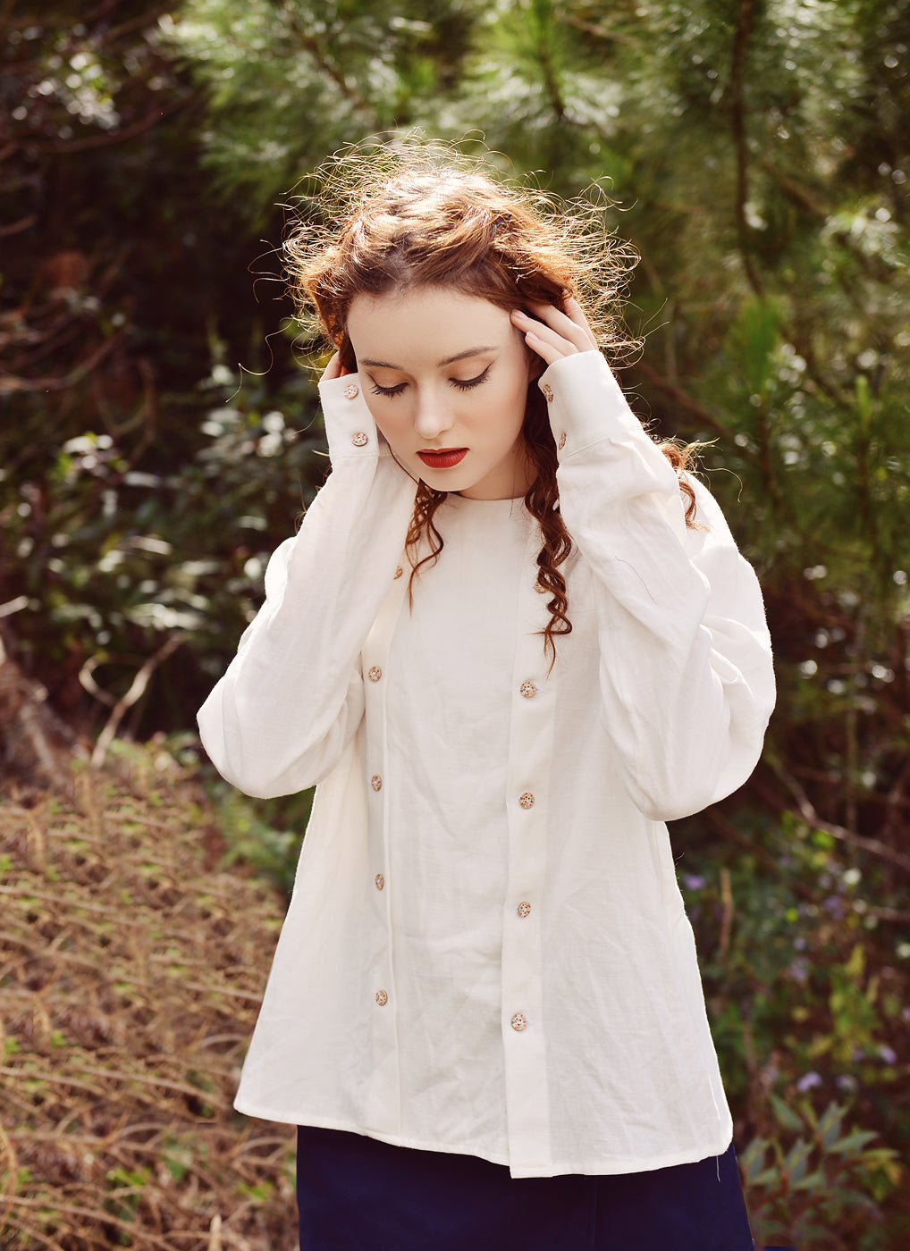 Cotton Top Blouse - White Blouse Women - Women Top Buttons