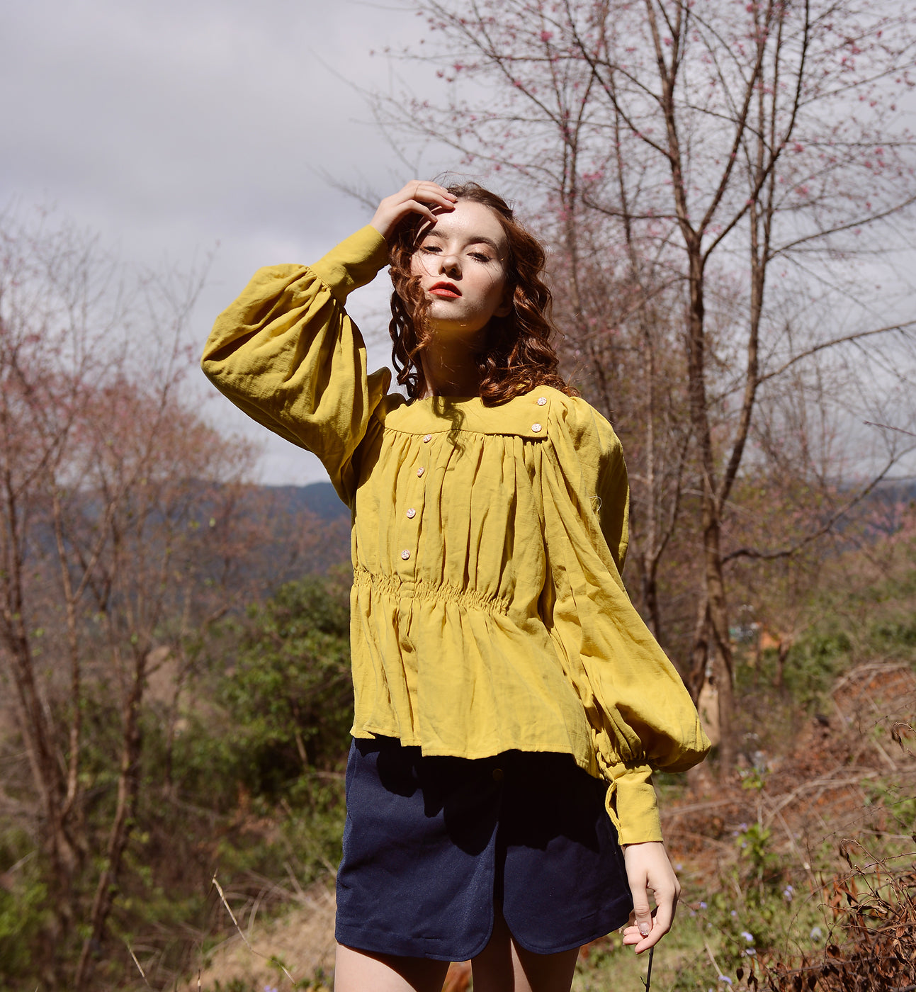 Cotton Blouse Women Gold - Cotton Blouse Women - Long Sleeves Linen Top