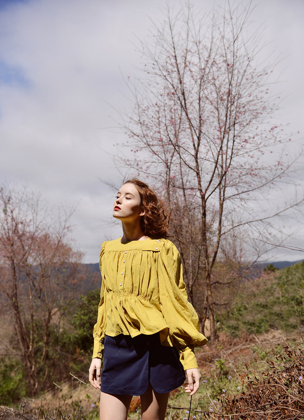 Cotton Blouse Women Gold - Cotton Blouse Women - Long Sleeves Linen Top