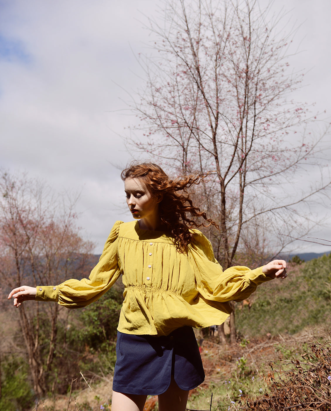 Cotton Blouse Women Gold - Cotton Blouse Women - Long Sleeves Linen Top