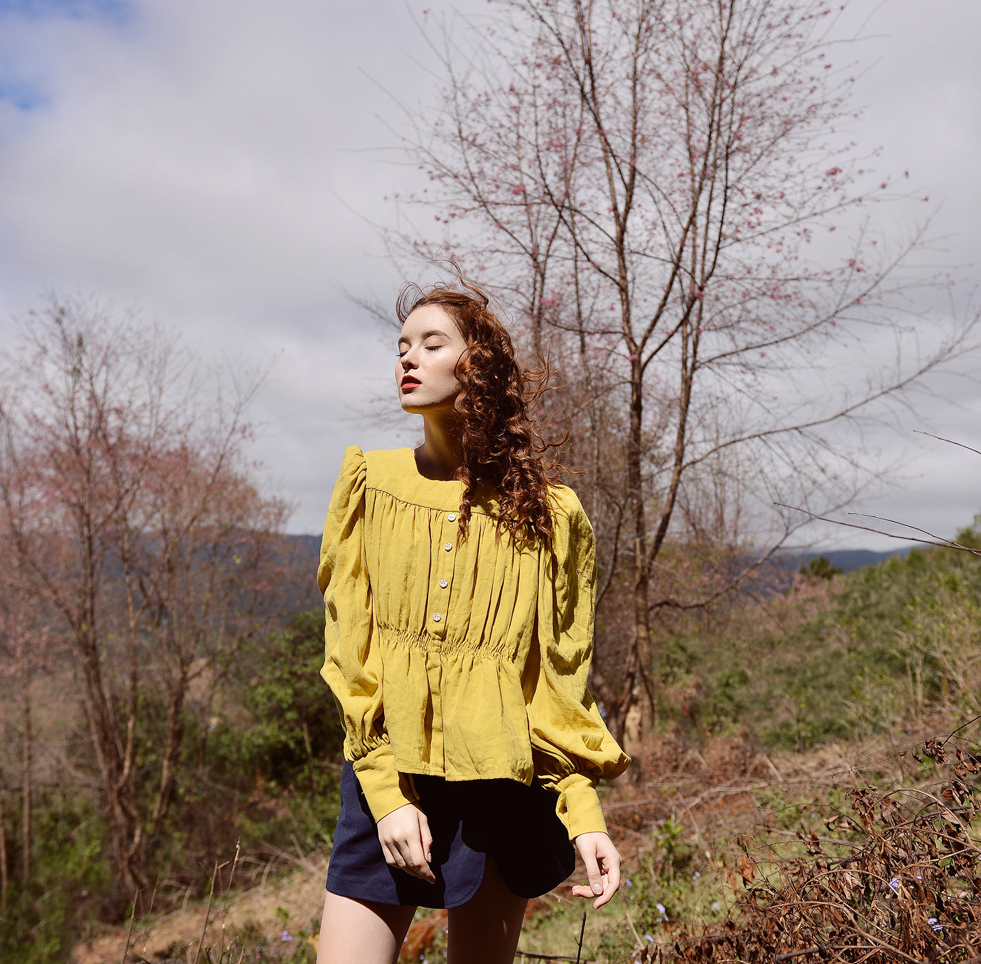Cotton Blouse Women Gold - Cotton Blouse Women - Long Sleeves Linen Top