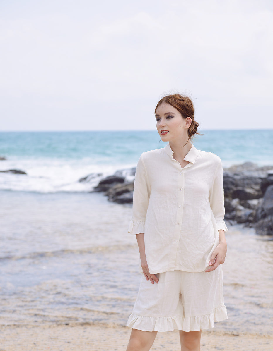 Linen Pajamas Set Women - Linen Loungewear - Linen Set Shorts