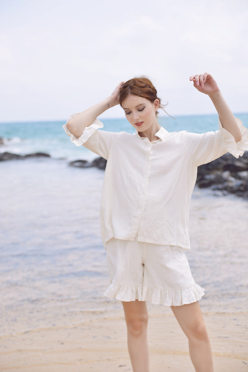 Linen Pajamas Set Women - Linen Loungewear - Linen Set Shorts