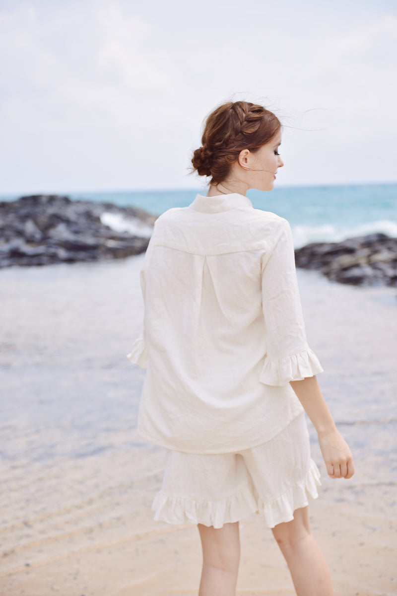 Linen Pajamas Set Women - Linen Loungewear - Linen Set Shorts
