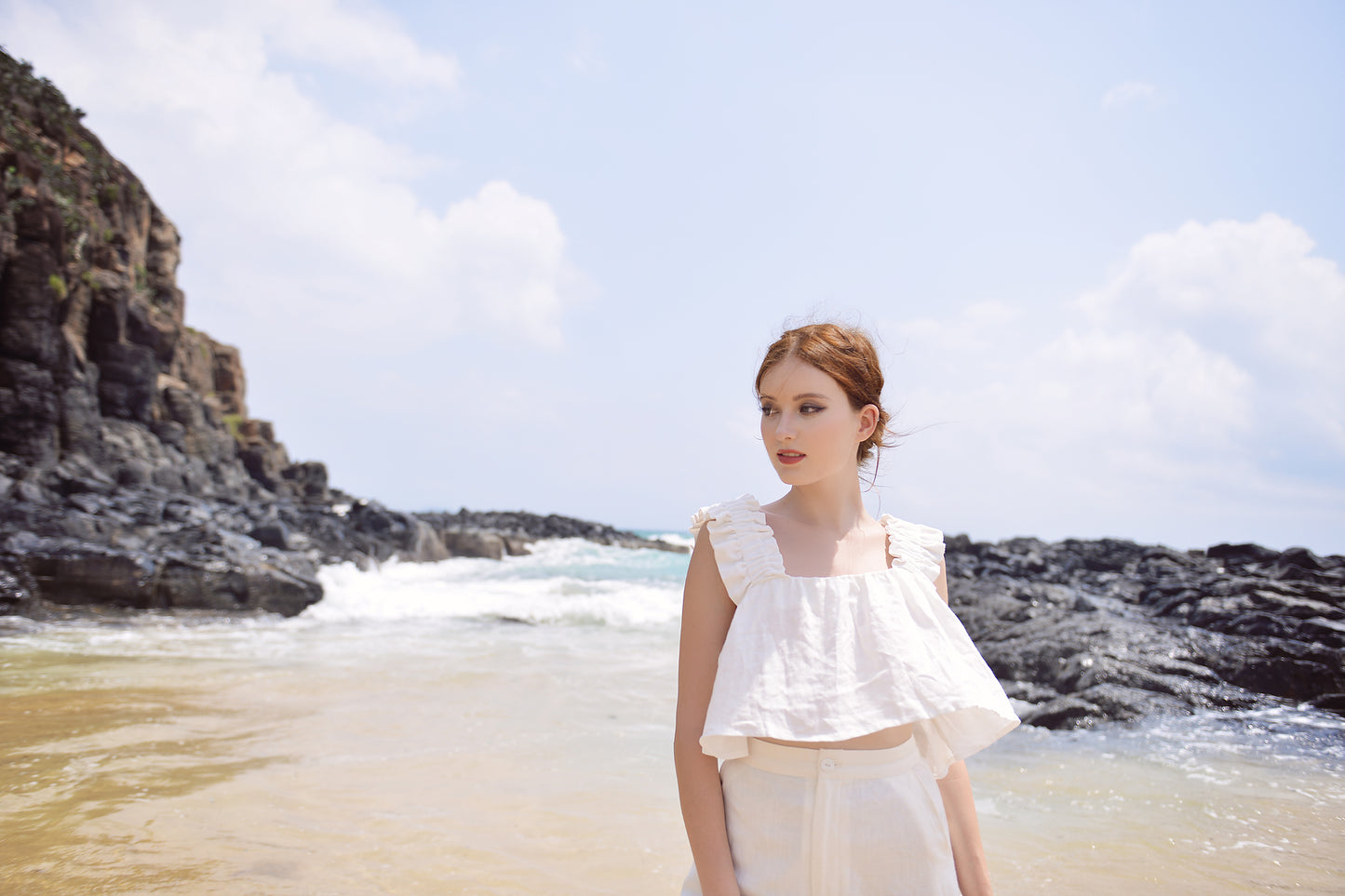 White Linen Top - Summer Crop Top - Linen Crop Top Women