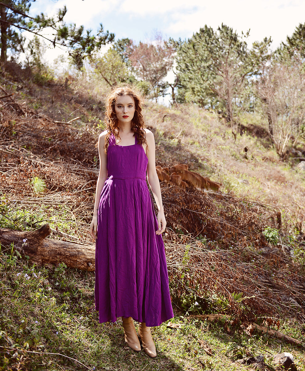 Cotton Dress with Pockets - Apron Dress Linen - Linen Dress Long